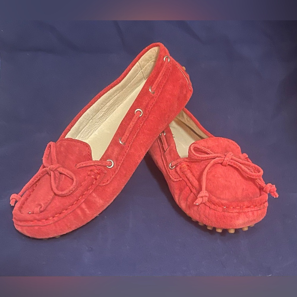 J. JILL red suede leather moccasin slip on shoes